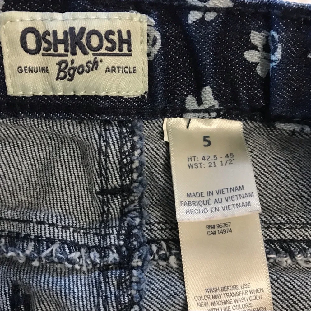OshKosh B'Gosh Flower Print Jeans Denim Kids Pants Size 5 Girls‎ Child Kid